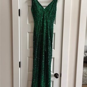 Elegant Green Sequin Prom Dress